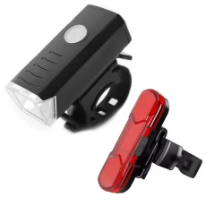 Вело фонарь с аккумулятором передний + задний USB (125)